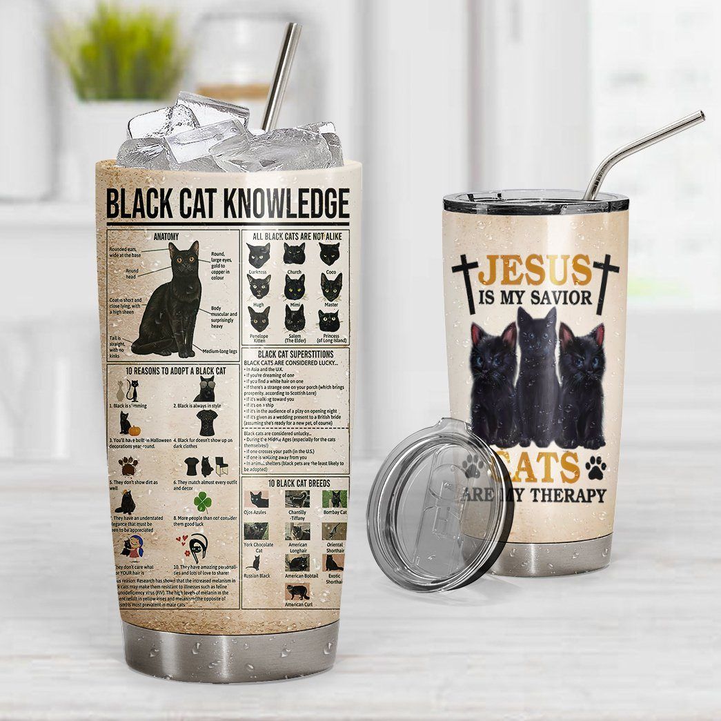 Gearhuman 3D Black Cats Are My Therapy Tumbler GB02031 Tumbler