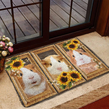 Gearhumans 3D Guine Pig Sunflower Doormat