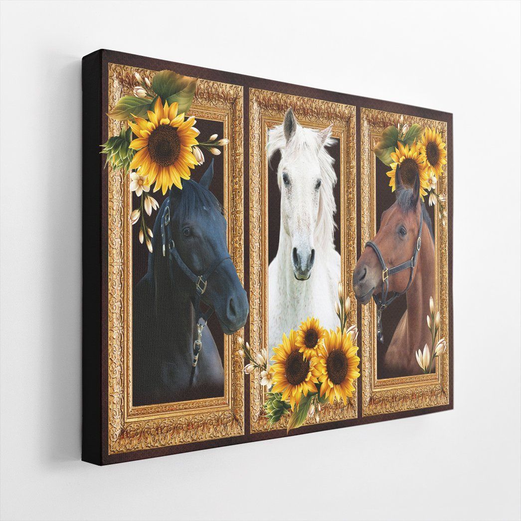 Gearhuman 3D Horse Sunflower Custom Canvas GB230216 Canvas