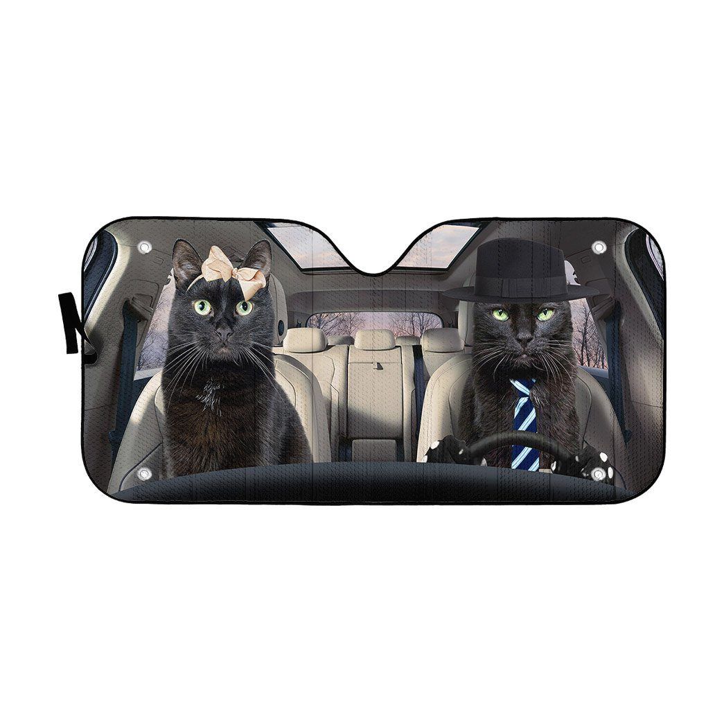 Gearhumans Gearhuman 3D Black Cat Couple Auto Car Sunshade GV17034 Auto Sunshade 57''x27.5''