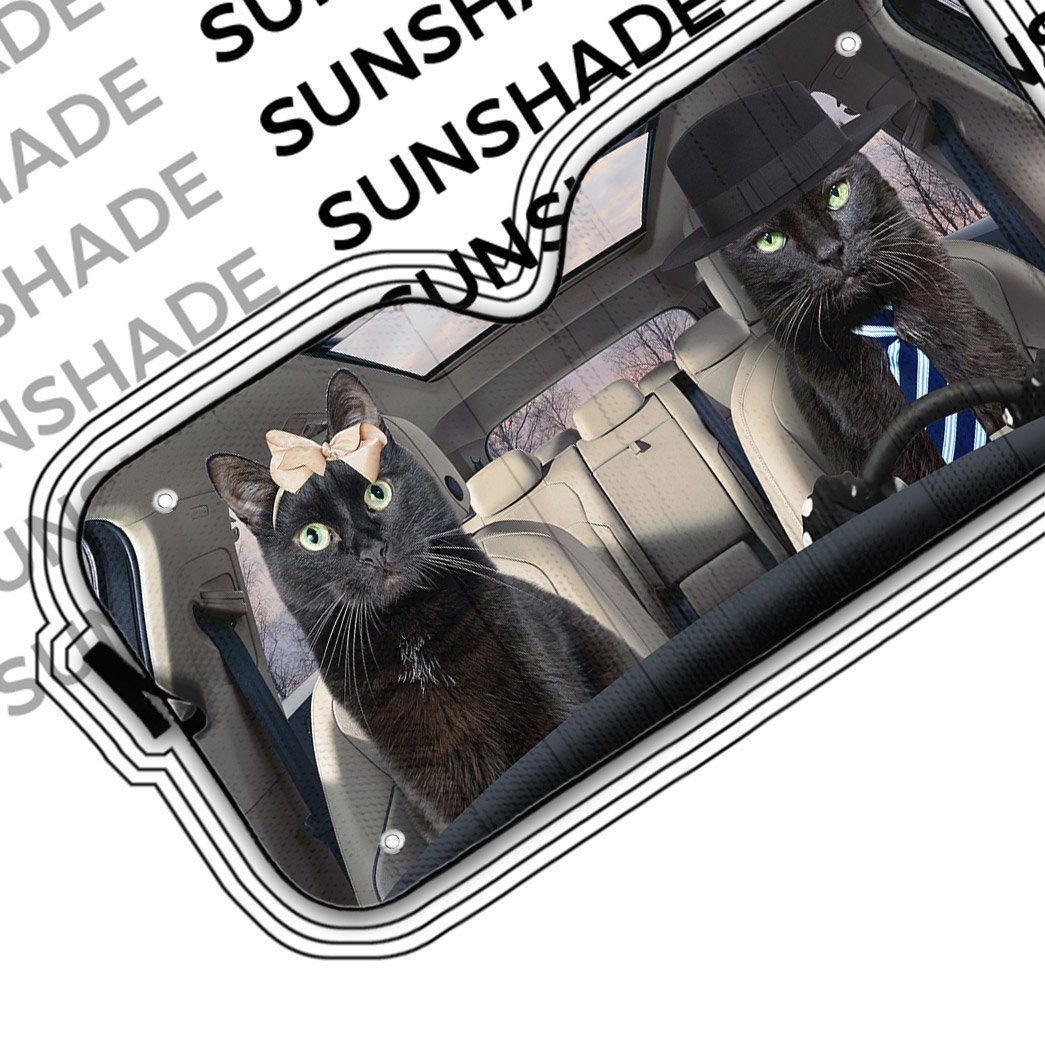 Gearhumans Gearhuman 3D Black Cat Couple Auto Car Sunshade GV17034 Auto Sunshade