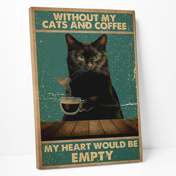 Gearhumans 3D Without My Black Cat And Coffee Custom Canvas