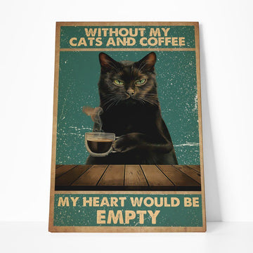 Gearhuman 3D Without My Black Cat And Coffee Custom Canvas GB29018 Canvas 1 Piece Non Frame M
