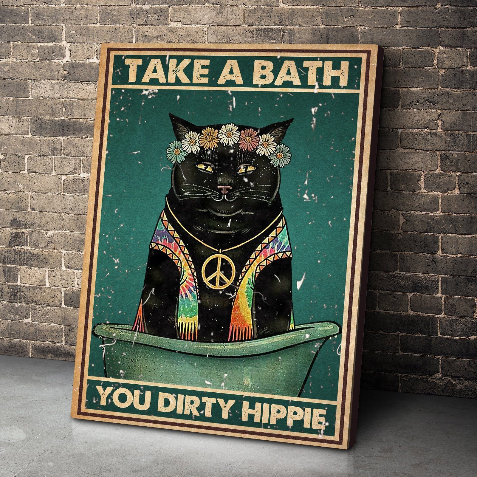 Gearhumans Gearhuman 3D Take A Bath Black Cat Canvas GB160315 Canvas