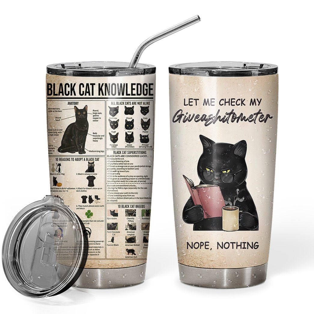 Gearhuman 3D Black Cat Knowledge Giveashitometer Custom Tumbler GB010210 Tumbler