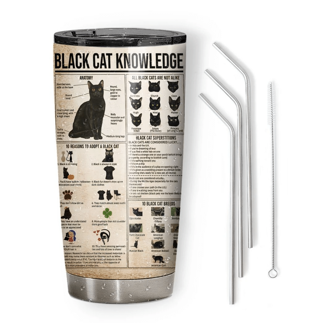 Gearhuman 3D Black Cat Knowledge Giveashitometer Custom Tumbler GB010210 Tumbler