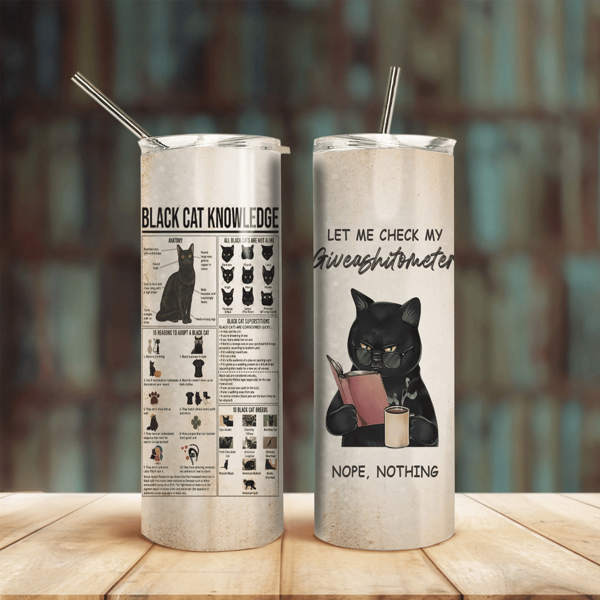 Gearhuman 3D Black Cat Knowledge Giveashitometer Custom Tumbler GB010210 Tumbler