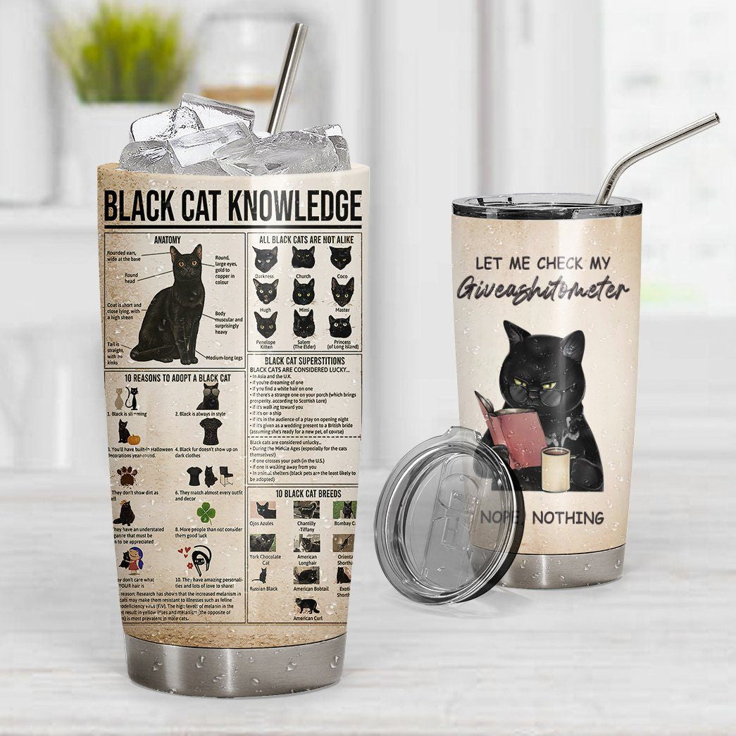 Gearhuman 3D Black Cat Knowledge Giveashitometer Custom Tumbler GB010210 Tumbler