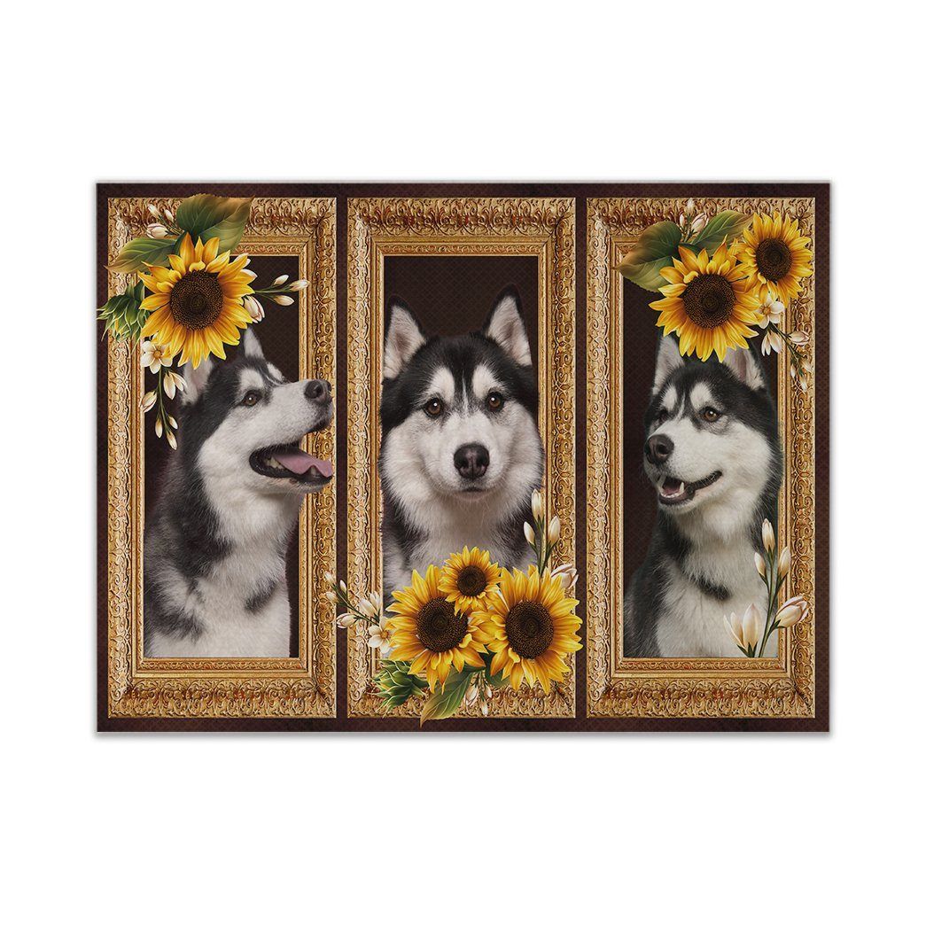 Gearhuman 3D Husky Sunflower Custom Canvas GB230217 Canvas 1 Piece Non Frame M