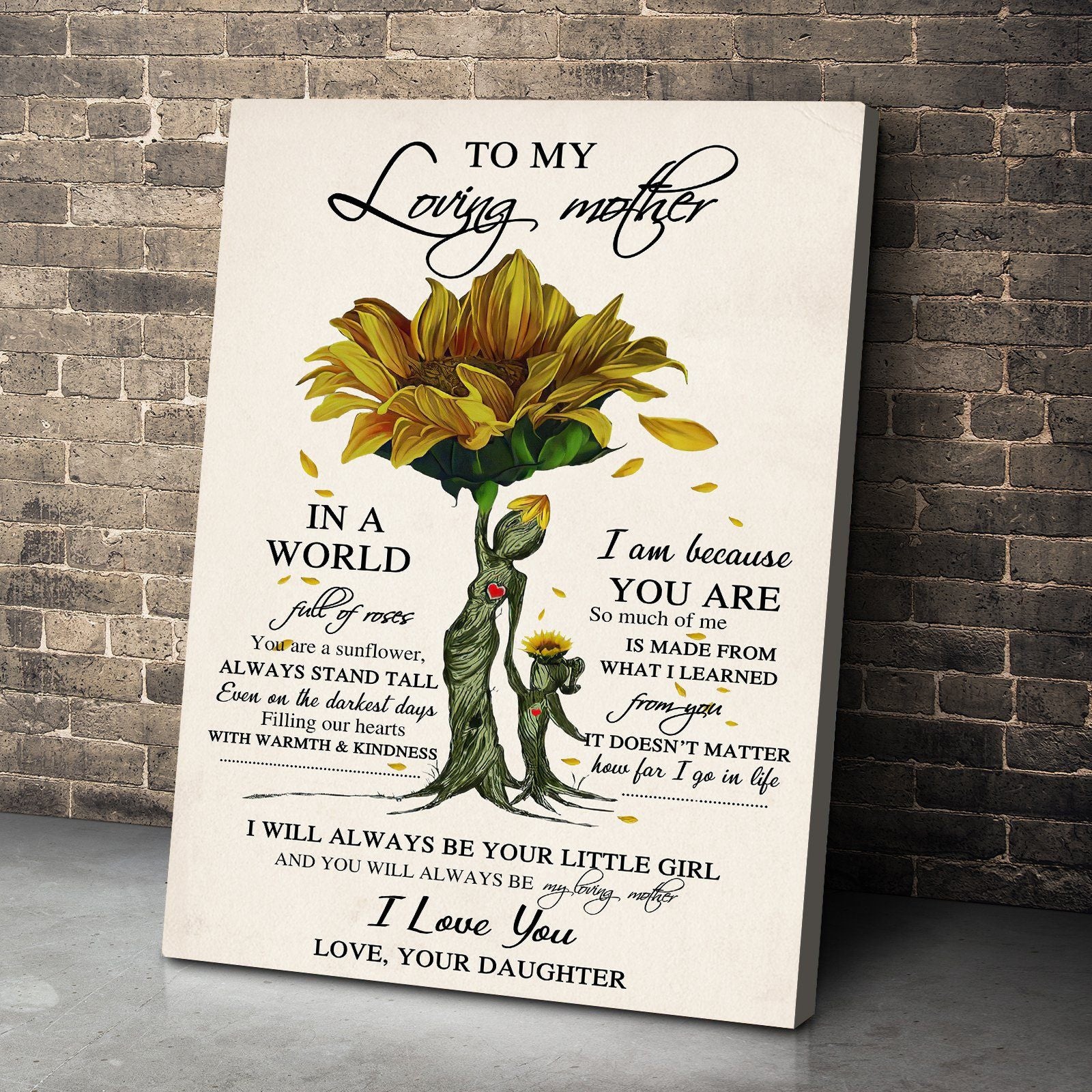 Gearhumans Gearhuman 3D Happy Mothers Day Gift Sunflower Mother Custom Name Canvas GO25041 Canvas