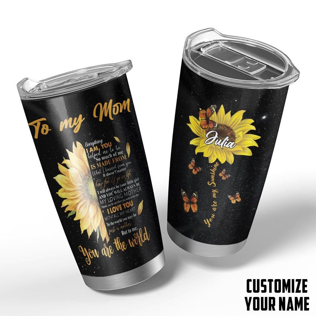 Gearhumans Gearhuman 3D To my Mom Sunflower Mothers Day Gift Custom Name Design Insulated Vacuum Tumbler GW260322 Tumbler