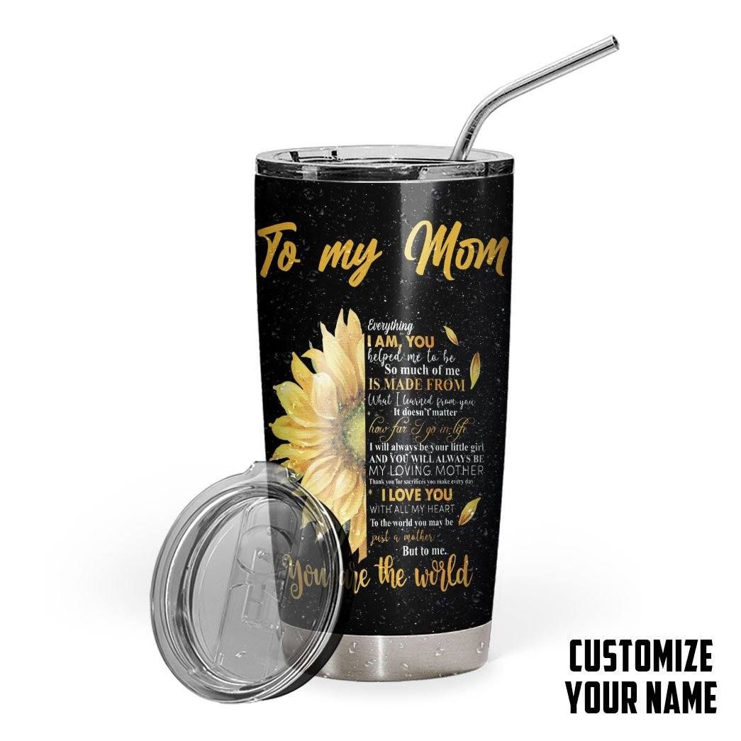 Gearhumans Gearhuman 3D To my Mom Sunflower Mothers Day Gift Custom Name Design Insulated Vacuum Tumbler GW260322 Tumbler Short 20oz