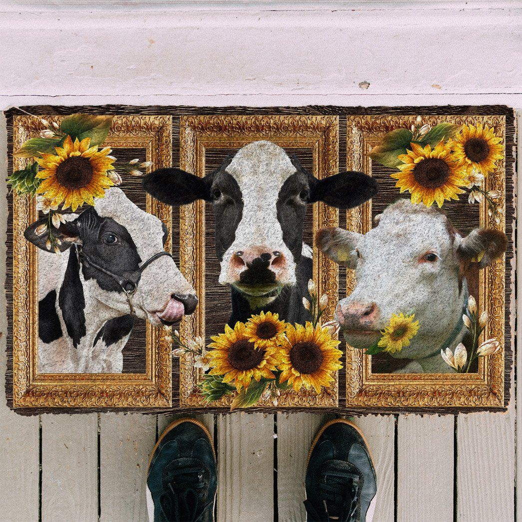 Gearhuman 3D Cow Sunflower Custom Doormat GB24025 Doormat