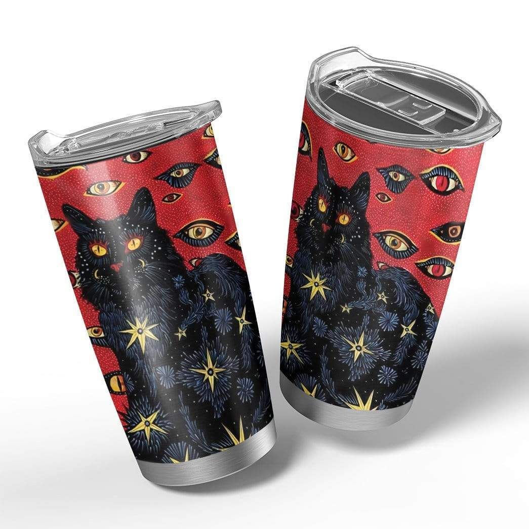 Gearhumans Gearhuman 3D Black Cat Design Vacuum Insulated Glitter Tumbler GL04075 Glitter Tumbler