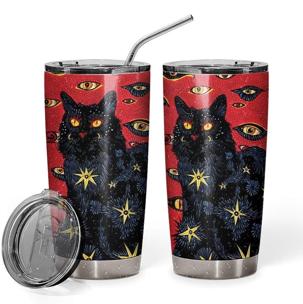 Gearhumans Gearhuman 3D Black Cat Design Vacuum Insulated Glitter Tumbler GL04075 Glitter Tumbler