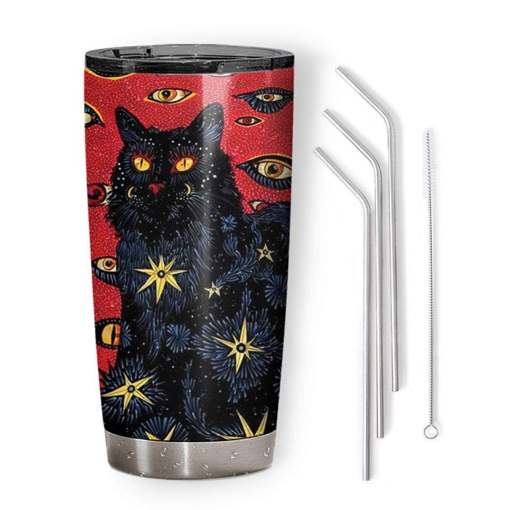 Gearhumans Gearhuman 3D Black Cat Design Vacuum Insulated Glitter Tumbler GL04075 Glitter Tumbler