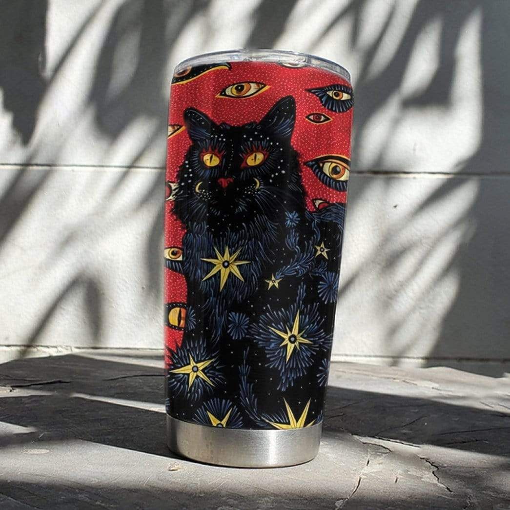 Gearhumans Gearhuman 3D Black Cat Design Vacuum Insulated Glitter Tumbler GL04075 Glitter Tumbler