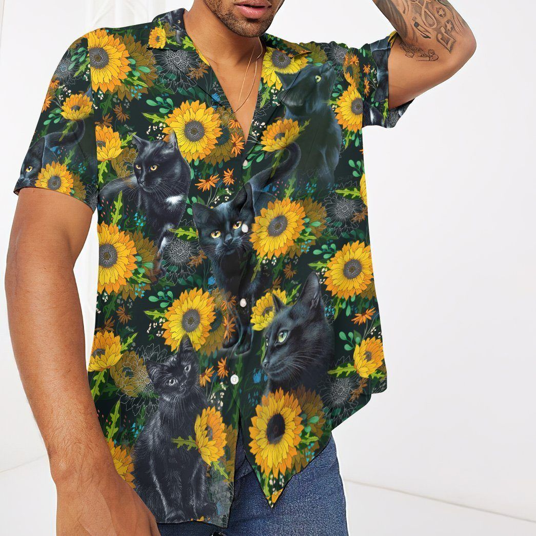 3D Black Cat Hawaii Shirt Custom Short Sleeve Shirt GV190220 Short Sleeve Shirt