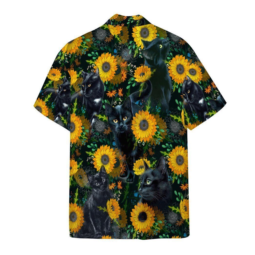3D Black Cat Hawaii Shirt Custom Short Sleeve Shirt GV190220 Short Sleeve Shirt