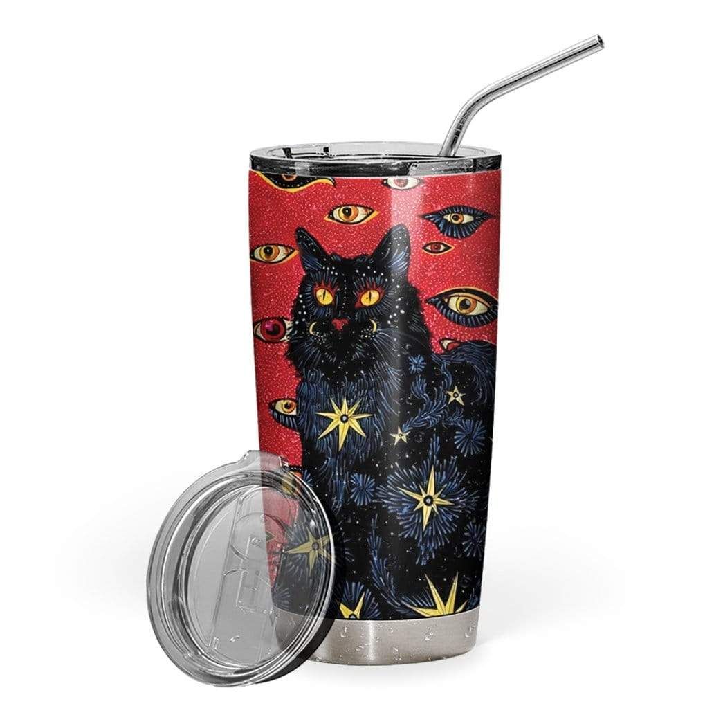 Gearhumans Gearhuman 3D Black Cat Design Vacuum Insulated Glitter Tumbler GL04075 Glitter Tumbler 20oz/Glitter