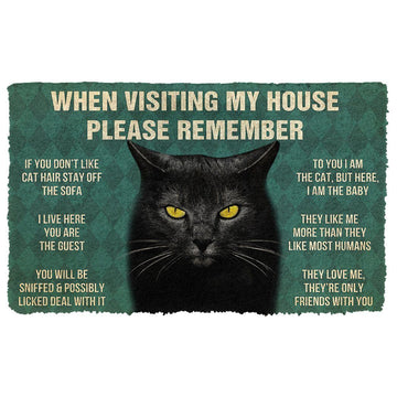 Gearhumans GearHuman 3D Please Remember Cool Black Cat House Rules Doormat