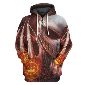 Gearhumans 3D Jack Skellington Pumpkin Halloween Custom Hoodie Apparel