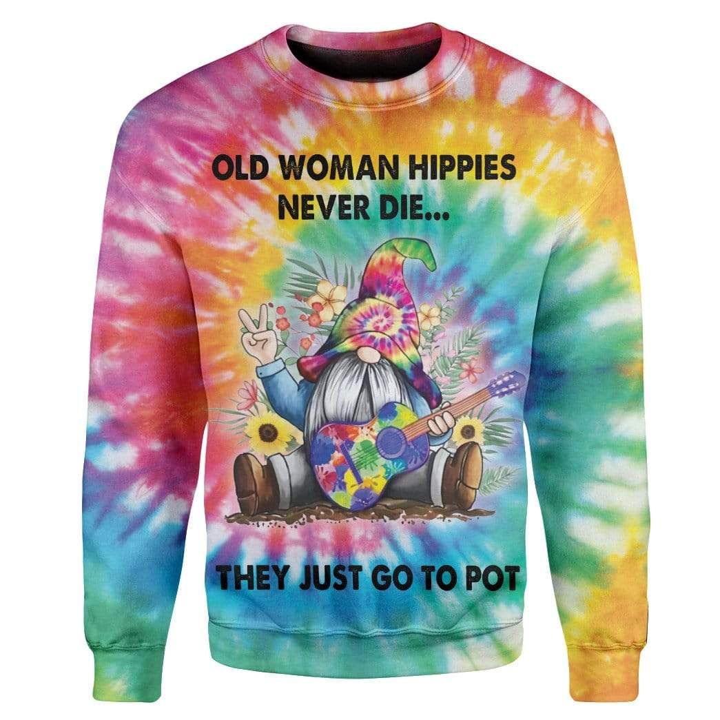 Sunflower Hippie Old Woman Never Die Custom T-Shirts Hoodie Apparel HP-DT0502201 3D Custom Fleece Hoodies Long Sleeve S