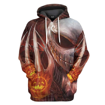 Gearhumans 3D Jack Skellington Pumpkin Halloween Custom Hoodie Apparel