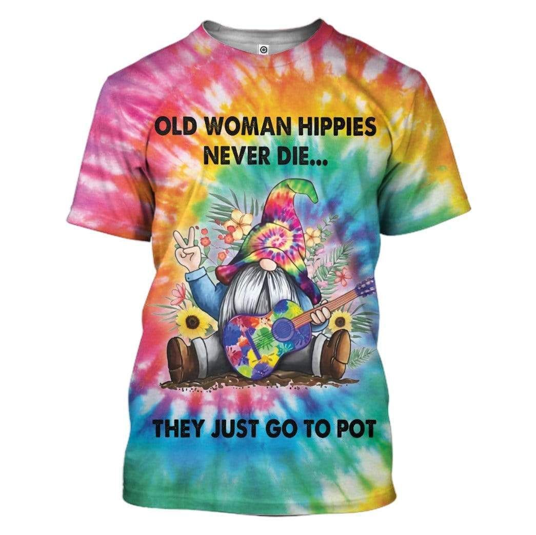 Sunflower Hippie Old Woman Never Die Custom T-Shirts Hoodie Apparel HP-DT0502201 3D Custom Fleece Hoodies T-Shirt S