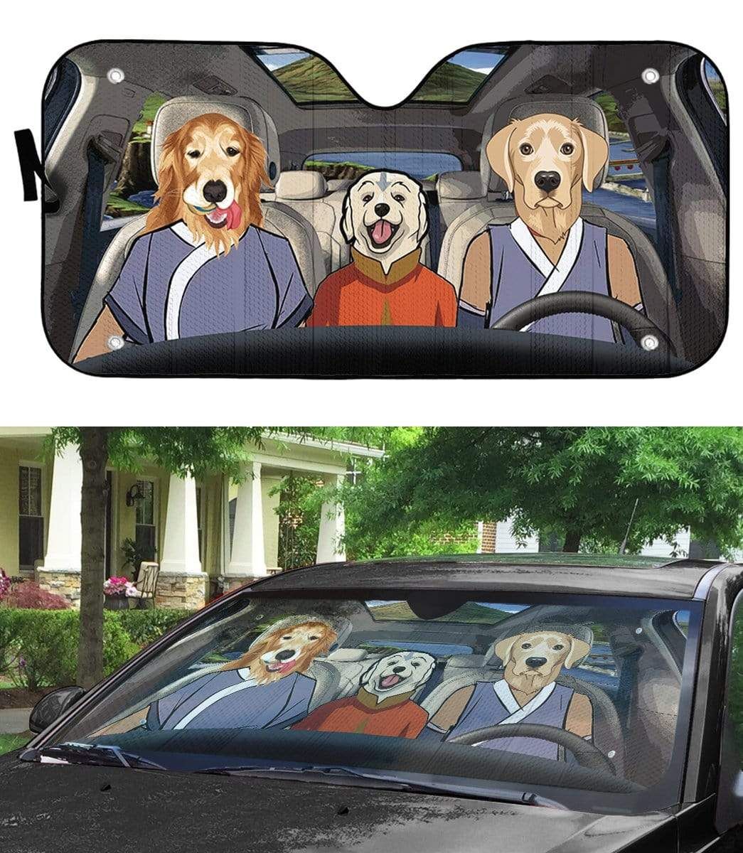 gearhumans 3D Retriever Avatar Flag Custom Car Auto Sunshade GL26055 Auto Sunshade