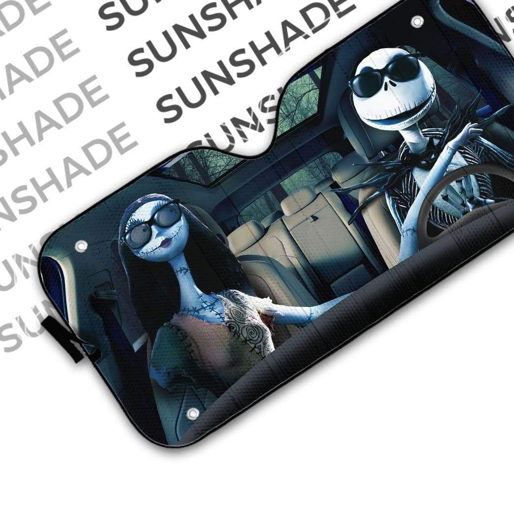 gearhumans 3D Jack Skellington And Sally Halloween Custom Car Auto Sunshade GV20085 Auto Sunshade
