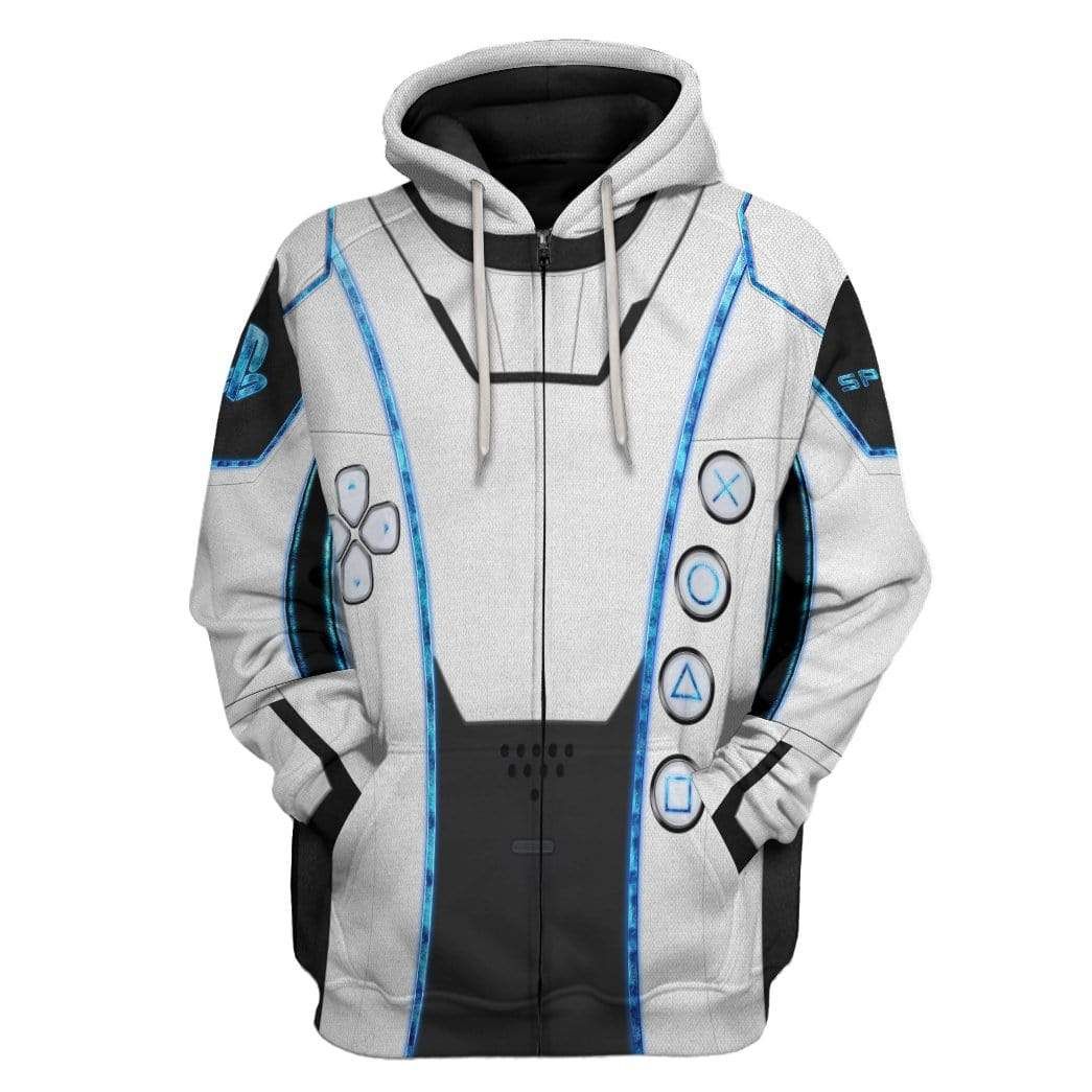 Gearhuman 3D PS5 Controller Spacesuit Custom Hoodie Apparel GW12066 3D Custom Fleece Hoodies Zip Hoodie S