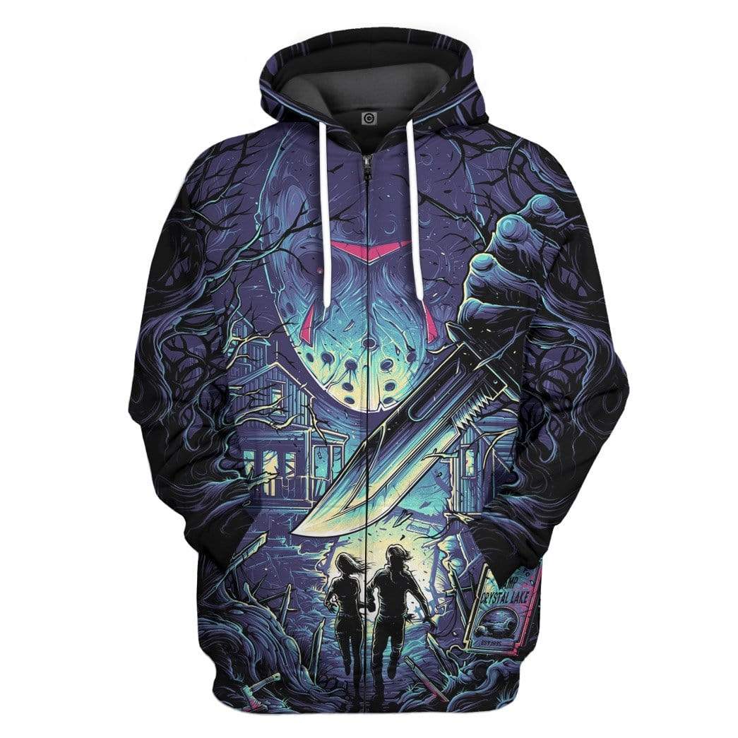 Gearhuman 3D Jason Voorhees Custom Hoodie Apparel GW19082 3D Custom Fleece Hoodies Zip Hoodie S