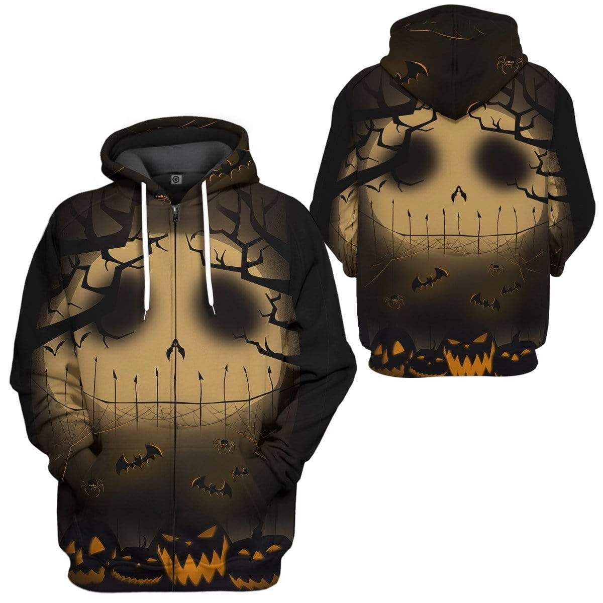 Gearhuman 3D Jack Pumpkin Halloween Custom Hoodie Apparel GV20082 3D Custom Fleece Hoodies