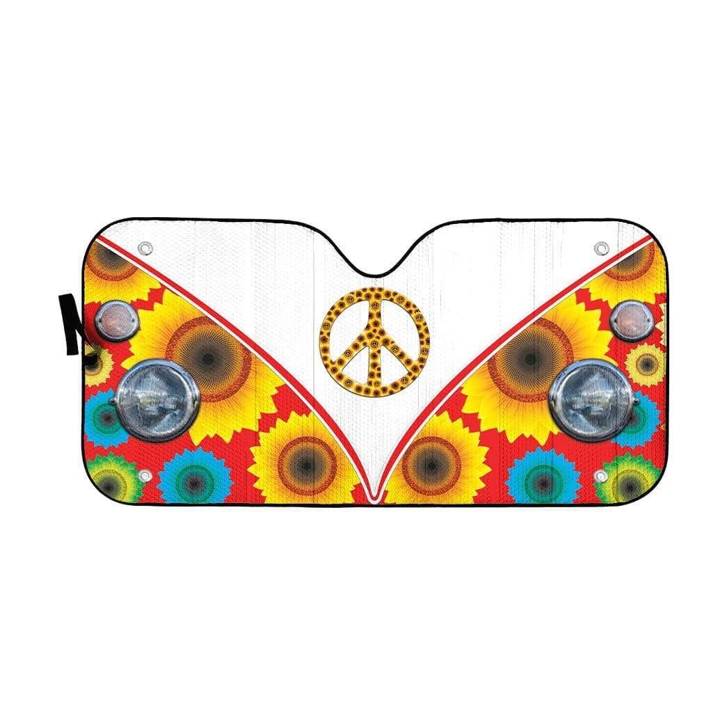 Custom Car Auto Sunshade Volkswagen Hippie Peace Sunflower HP-DT2612192 Auto Sunshade 57''x27.5''