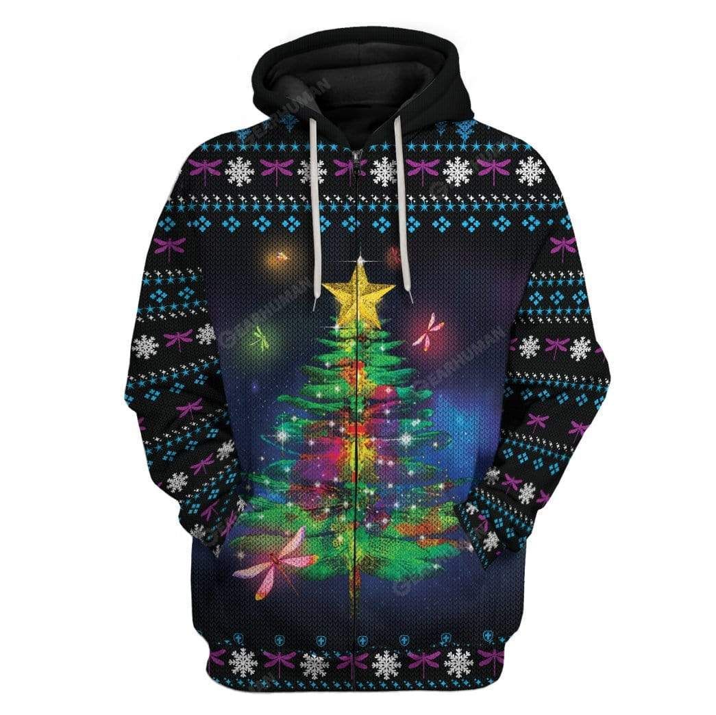 Ugly Dragonfly Christmas Tree Custom T-Shirts Hoodies Apparel AN-DT2811195 3D Custom Fleece Hoodies Zip Hoodie S