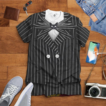jack skellington dress shirt Gearhumans 3D Jack Skellington Halloween Cosplay Custom Tshirt Apparel
