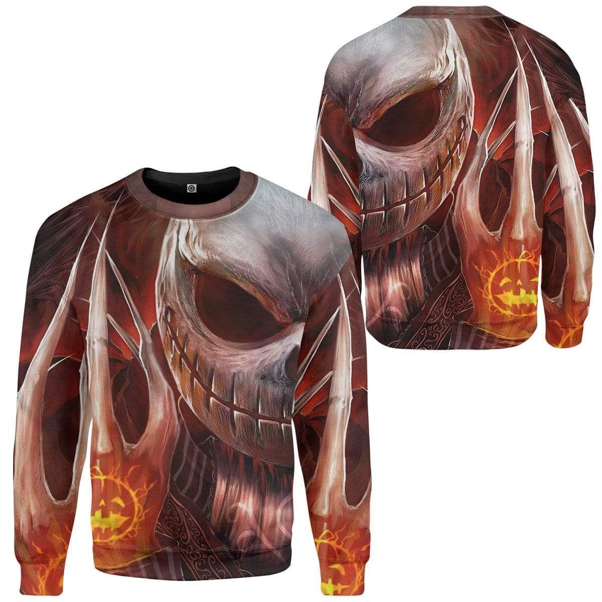 Gearhuman 3D Jack Skellington Pumpkin Halloween Custom Sweatshirt Apparel GV20086 Sweatshirt