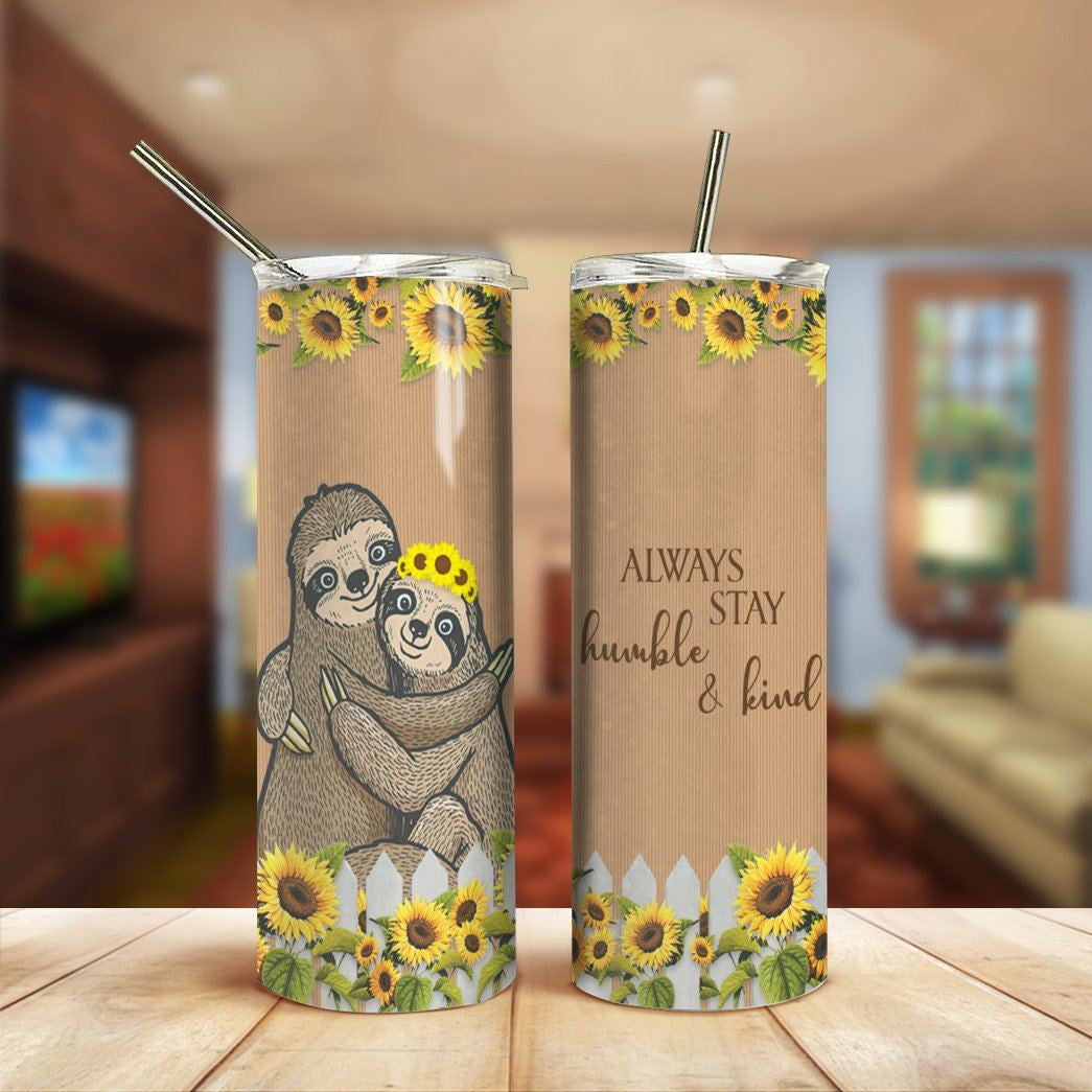 Gearhuman 3D Sloth Sunflower Custom Tumbler GB28121 Tumbler