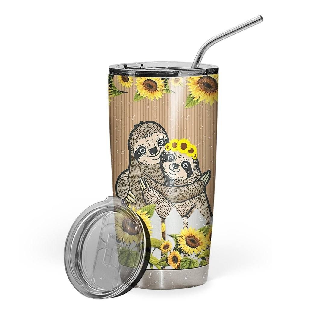 Gearhuman 3D Sloth Sunflower Custom Tumbler GB28121 Tumbler Short 20oz