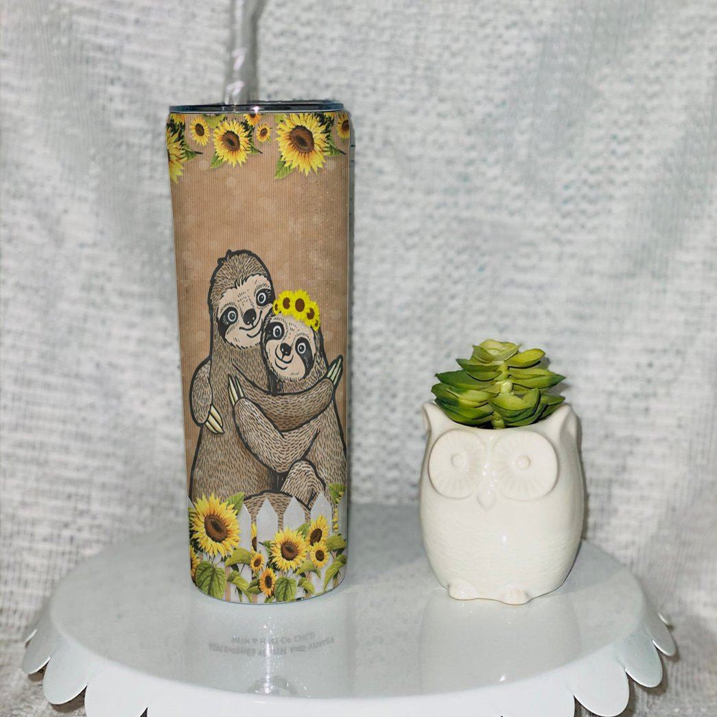 Gearhuman 3D Sloth Sunflower Custom Tumbler GB28121 Tumbler