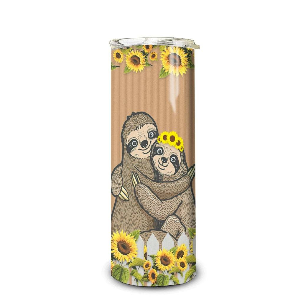 Gearhuman 3D Sloth Sunflower Custom Tumbler GB28121 Tumbler Long 20oz