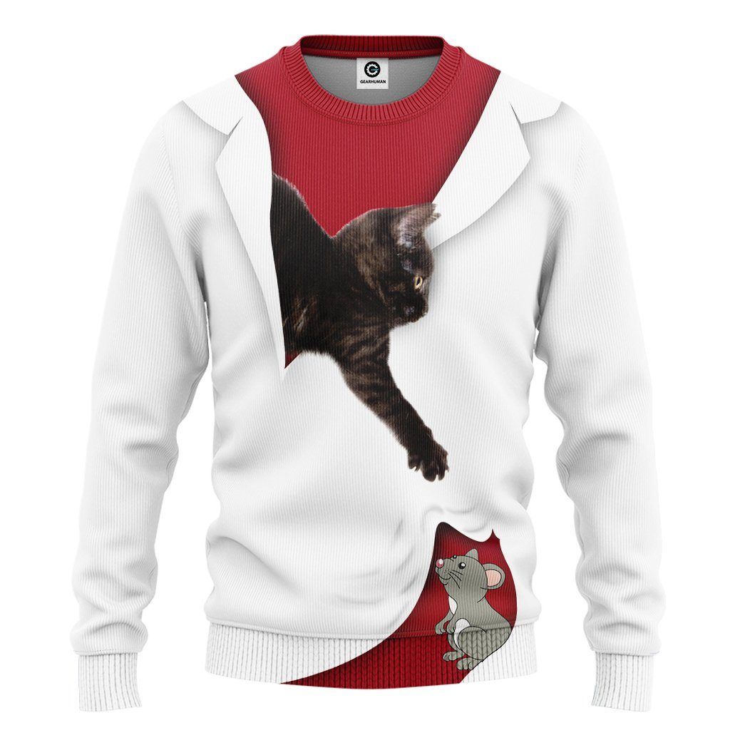 Gearhuman 3D Love Black Cat Custom Tshirt Hoodie Apparel GK291214 3D Apparel Long Sleeve S