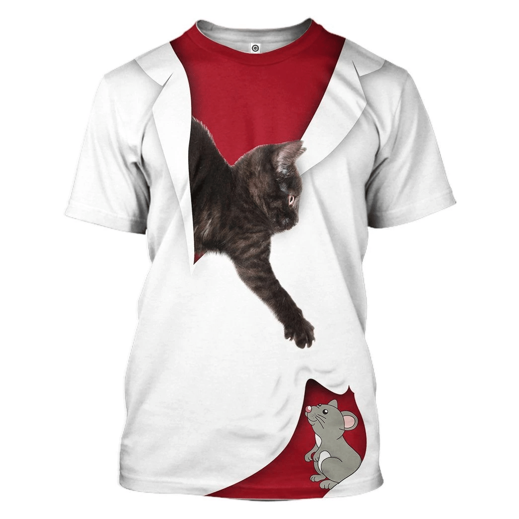 Gearhuman 3D Love Black Cat Custom Tshirt Hoodie Apparel GK291214 3D Apparel T-Shirt S
