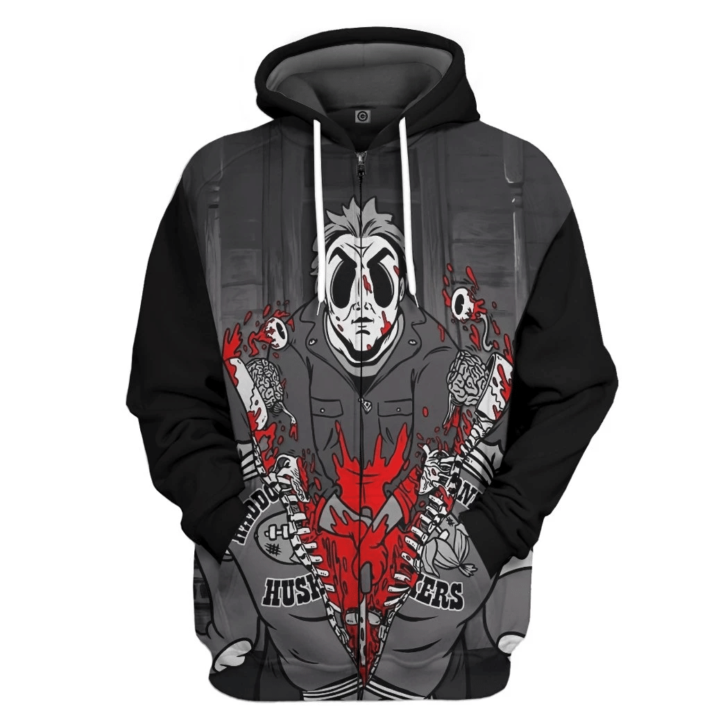 Gearhuman 3D Michael Myers Halloween Custom Hoodie Apparel GW18091 3D Custom Fleece Hoodies Zip Hoodie S