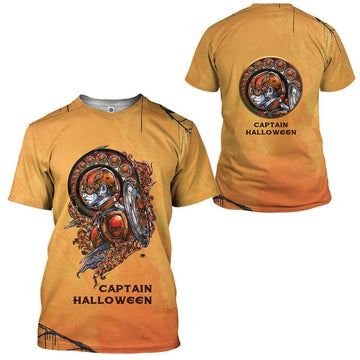 Gearhumans 3D Captain Halloween Custom Tshirt Apparel