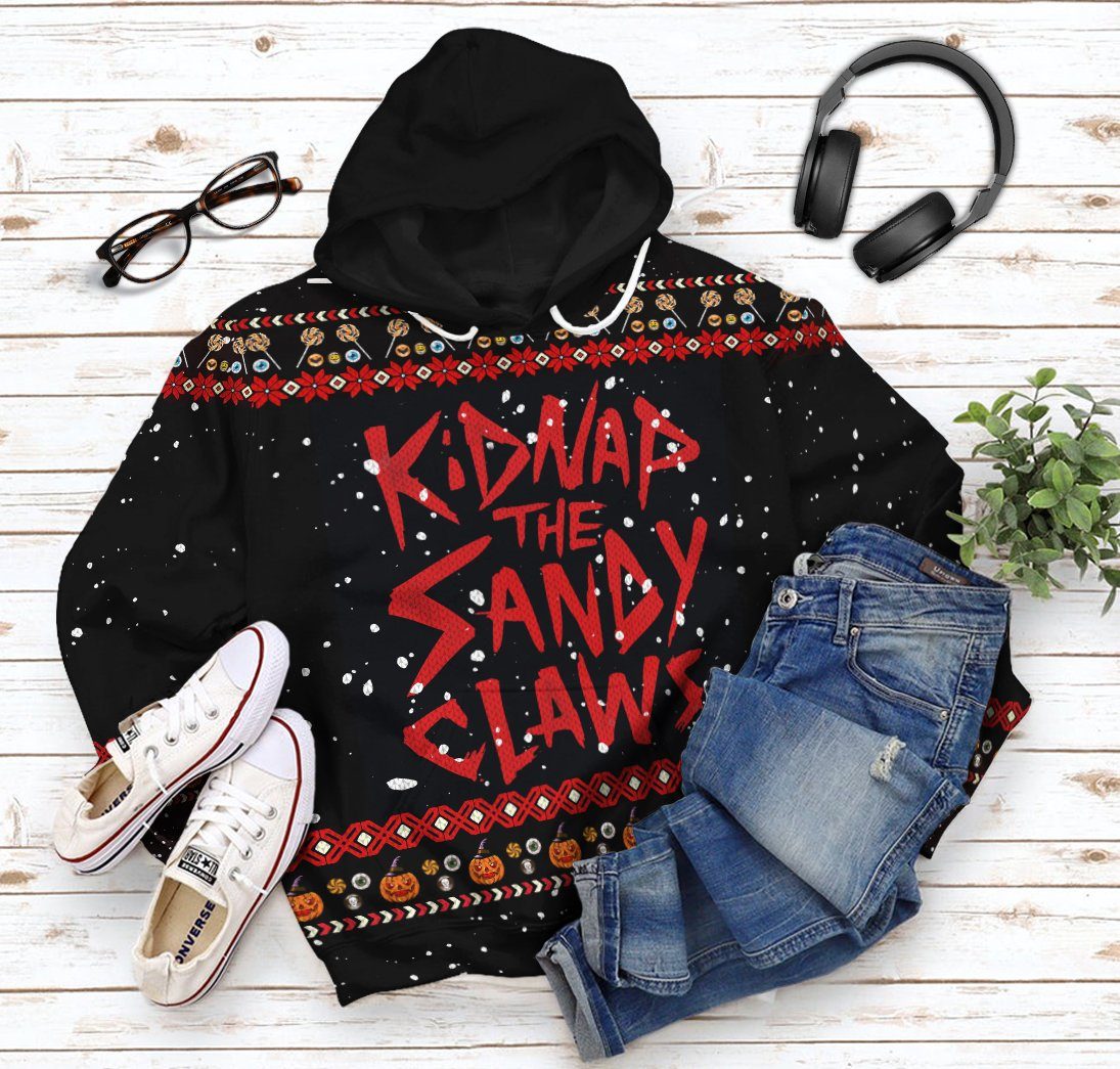 Gearhuman 3D Kidnap The Sandy Claws Ugly Custom Hoodie Apparel GN14091 3D Custom Fleece Hoodies