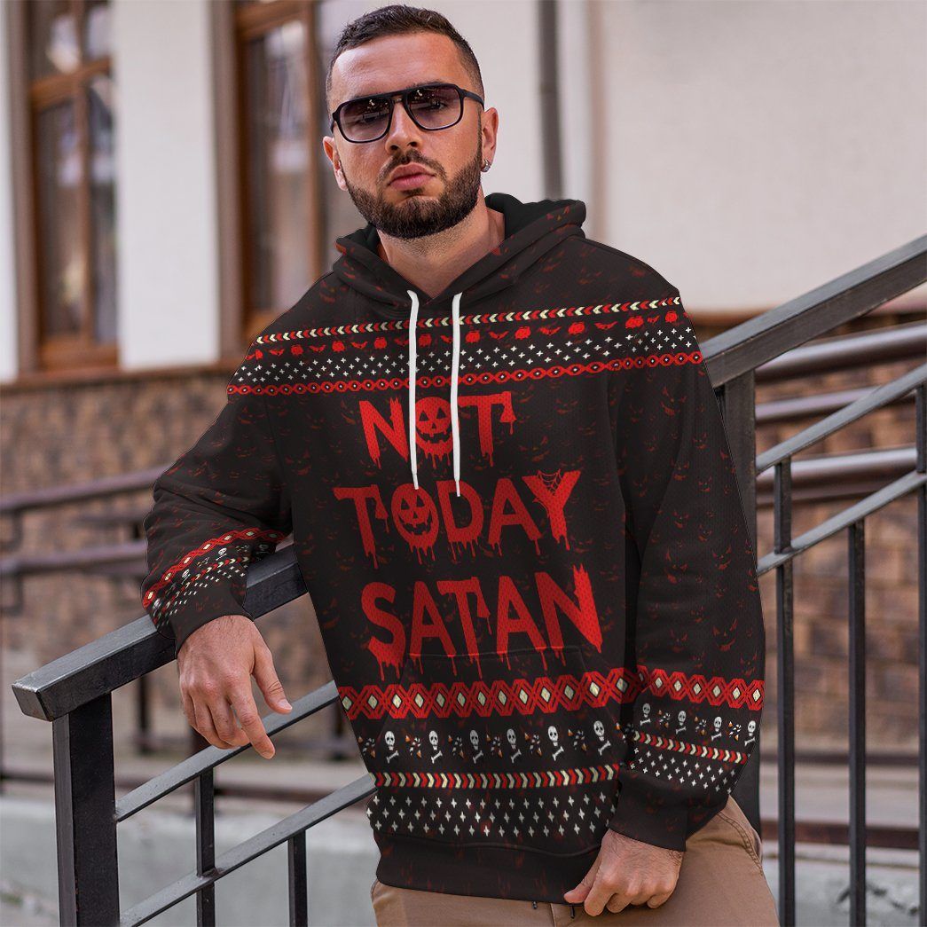 Gearhuman 3D Not Today Satan Ugly Custom Hoodie Apparel GN14092 3D Custom Fleece Hoodies