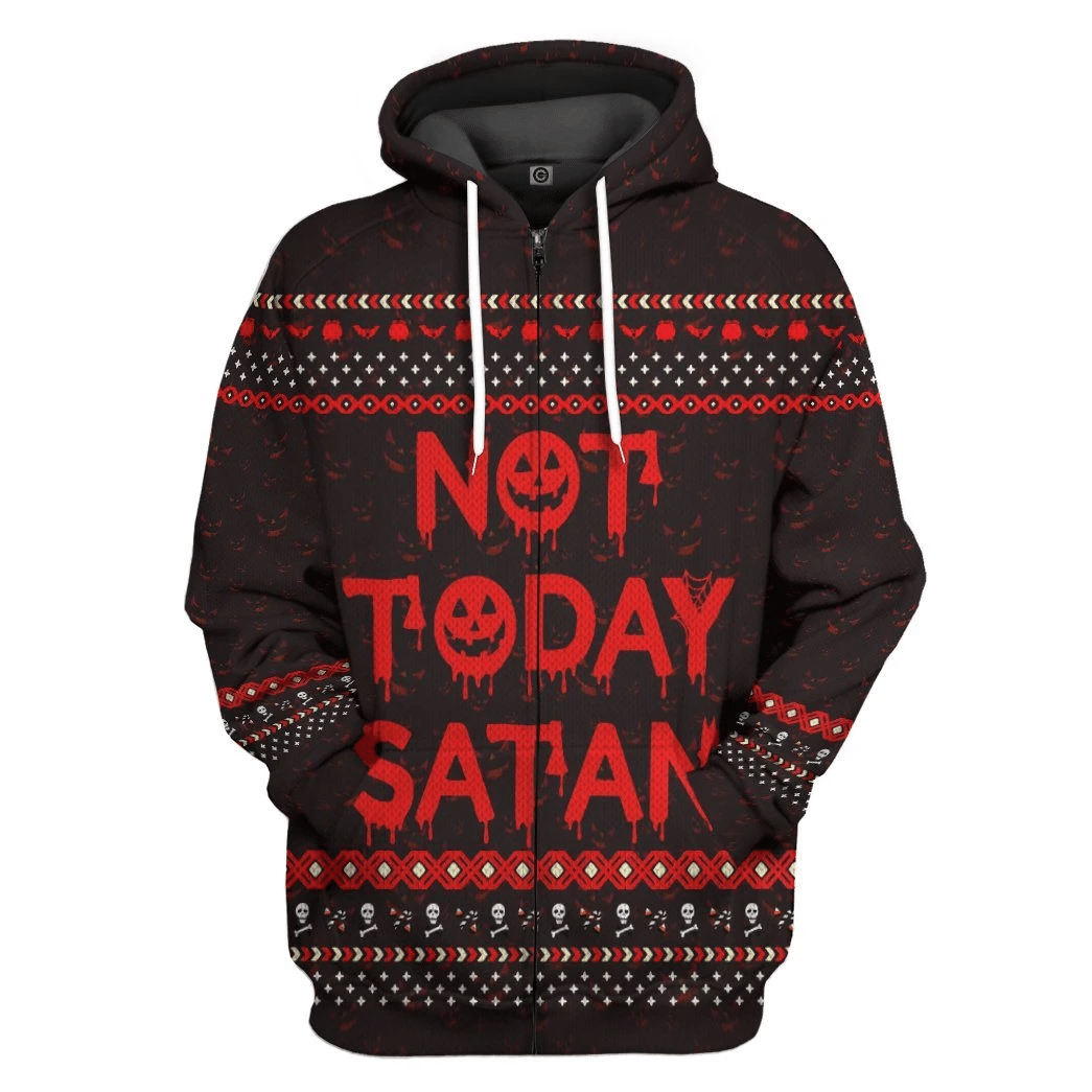 Gearhuman 3D Not Today Satan Ugly Custom Hoodie Apparel GN14092 3D Custom Fleece Hoodies Zip Hoodie S