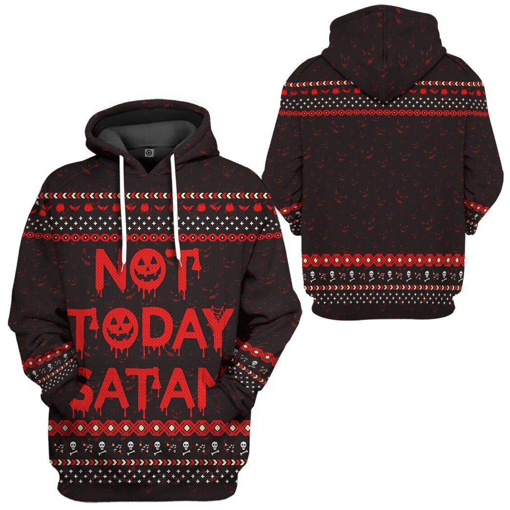 Gearhuman 3D Not Today Satan Ugly Custom Hoodie Apparel GN14092 3D Custom Fleece Hoodies